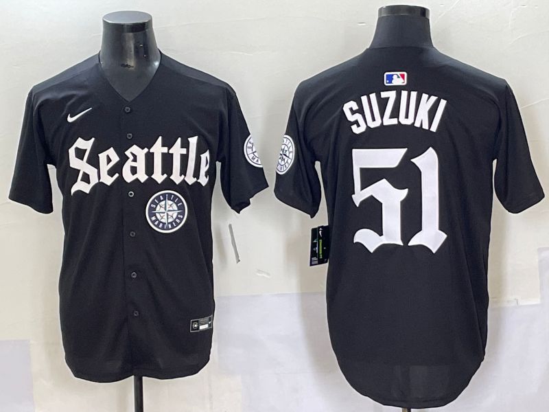 Men 2025 Seattle Mariners #51 Suzuki Five generations Joint Name Nike MLB Jersey style 12